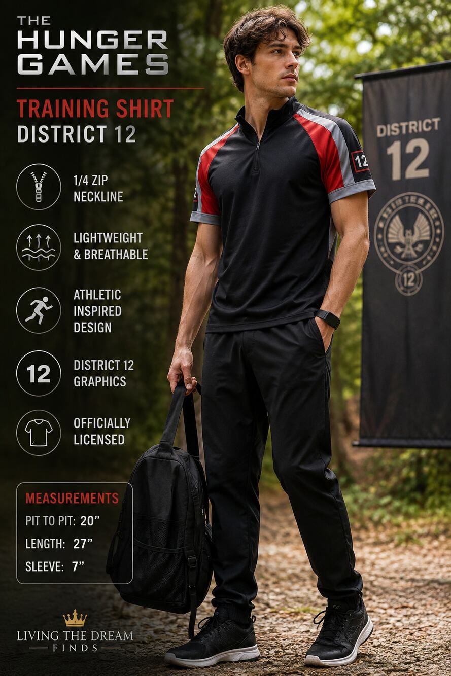 The Hunger Games Training Shirt Small District 12 Quarter Zip Black Red Gray